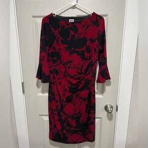 Anne Klein Black and Red Floral Bodycon Dress